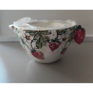 Eli + Ana Ceramic Strawberry Measuring Cups Set Handmade Kitchen Baking New